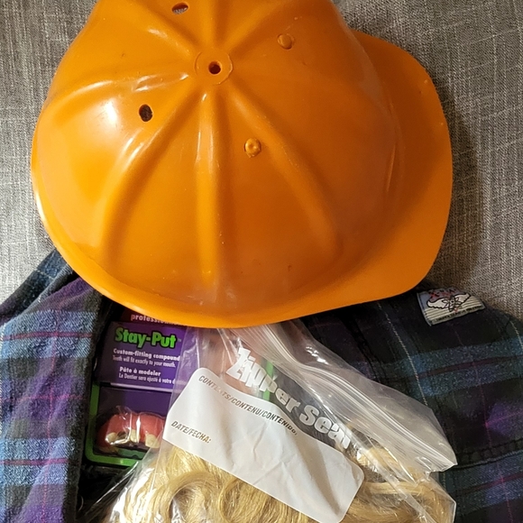 🎃 Mullet wig bad tooth construction worker Costume Halloween - Picture 2 of 7